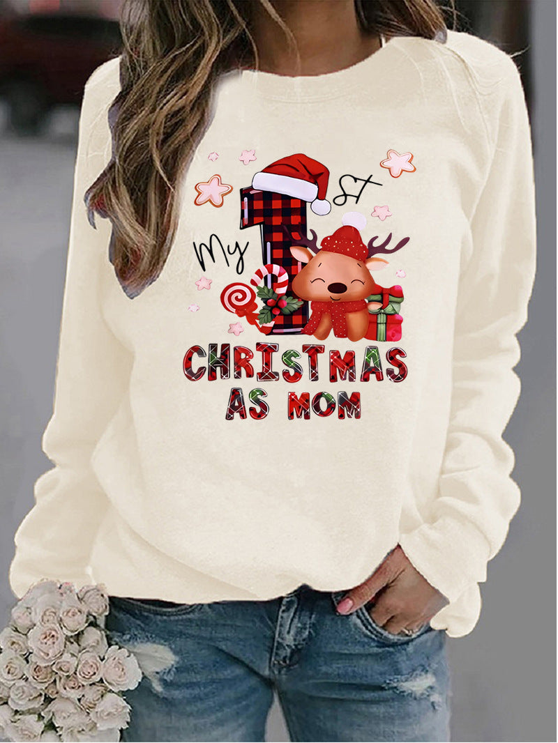 Women's Christmas Printed Crew-Neck Sweater