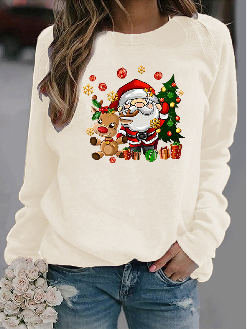 Women's Christmas Printed Crew-Neck Sweater
