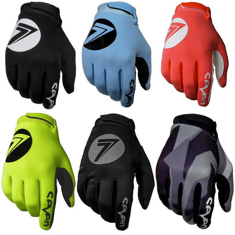 Set of colorful motorcycle gloves for cycling and racing with logo design