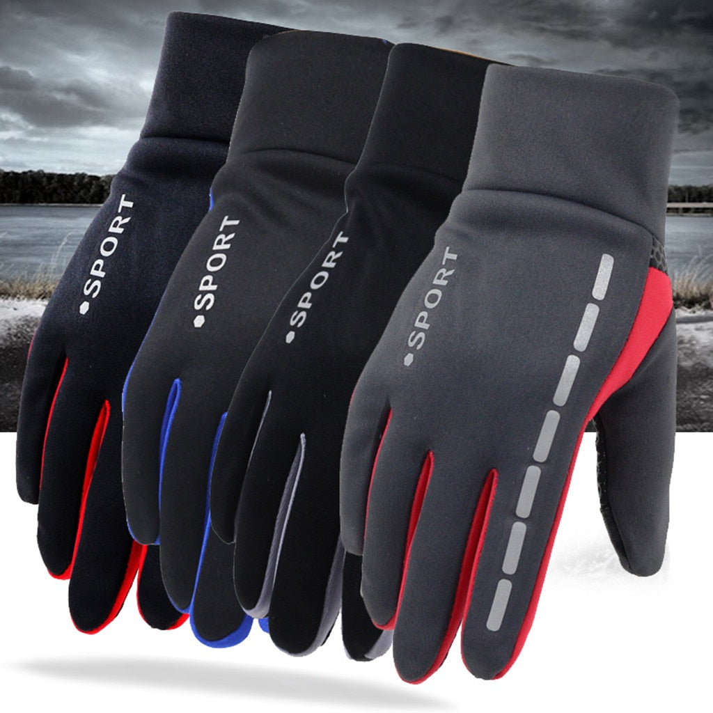 Men's outdoor driving gloves for sports and cycling, autumn and winter, non-slip, split finger design, color matching options.