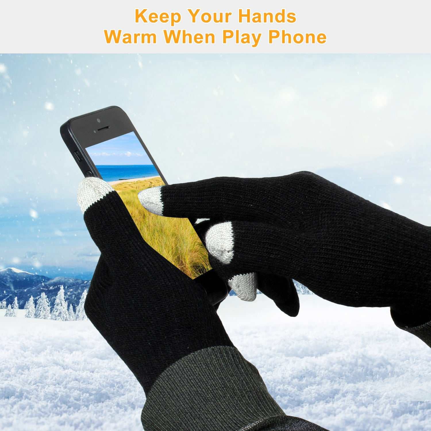 Unisex Touch Screen Gloves Full Finger Winter Warm Knitted Gloves For Warmth Running Cycling Camping Hiking